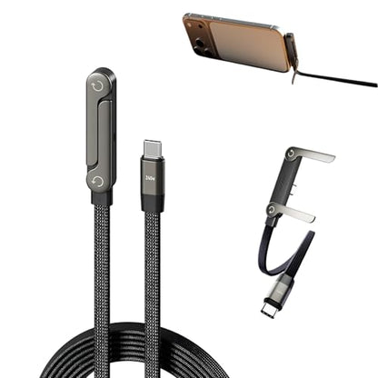 2-in-1 Invisible Stand Charging Cable, 240W USB-C Fast Charge, 5FT - color: Black 1pcs