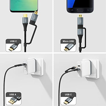 4 in 1 USB A +USB C to USBC + Micro B Multiple Charging Cable 6.6FT