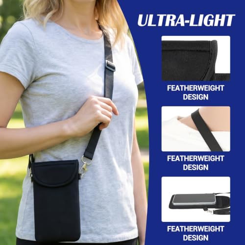 cobee Universal Neoprene Cell Phone Pouch,7.09×3.74 InBlack | Waterproof Phone Sleeve with Neck Strap Lanyard Holder Crossbody Bag Around Neck Carrying Case for Seniors with the Belt Clip