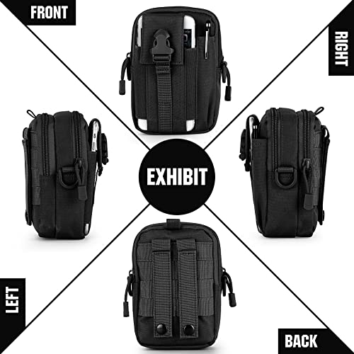 Tactical Molle Phone Pouch Compact Utility Belt Waist Bag with Shoulder Strap for iPhone 14 Plus/14 Pro Max/14 Pro/14/13 Pro Max/13/12 Pro - color: Black