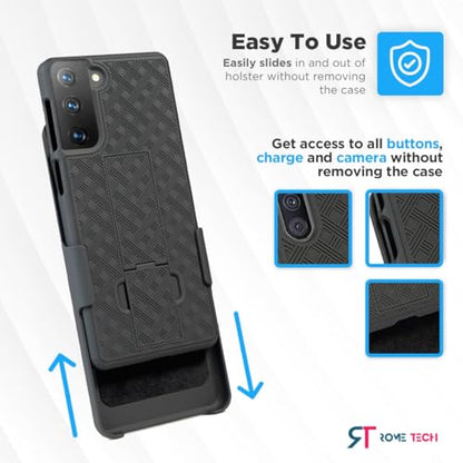 Designed for Samsung Galaxy S21 Plus Case with Belt Clip Holster | Rugged Holster & Protective Phone Case Combo with Anti-Slip Texture - Black - style: Galaxy S21 Plus