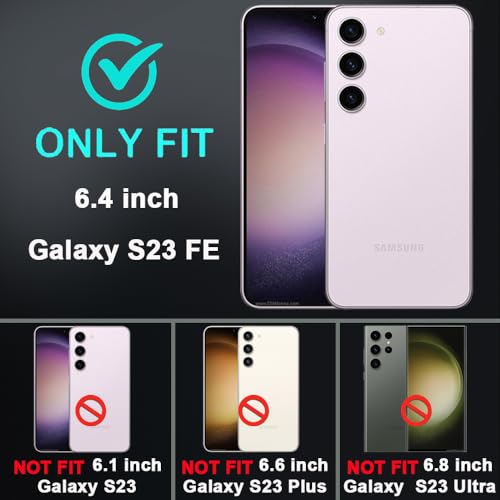 for Samsung Galaxy S23 FE Case with 2Pcs Tempered Glass Screen Protector and 1Pcs Camera Lens Protector, 3 in 1 Heavy Duty Shockproof/Drop Proof/Dust Proof Case (Black/Grey) - color: Black/Grey