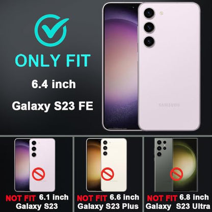 for Samsung Galaxy S23 FE Case with 2Pcs Tempered Glass Screen Protector and 1Pcs Camera Lens Protector, 3 in 1 Heavy Duty Shockproof/Drop Proof/Dust Proof Case (Black/Grey) - color: Black/Grey