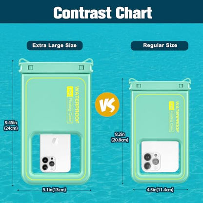 JOTO [IP68 Floatable Large Floating Waterproof Phone Pouch Up to 10", Underwater Phone Case Cellphone Dry Bag for iPhone 17 16 15 14 13 12 11 Pro Max Xs Max XR X 8 7 Plus SE/Galaxy S24 S23 S22 -Grey - color: Green