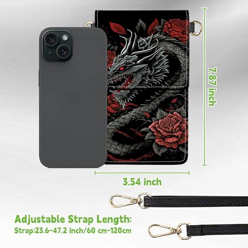 Small Crossbody Bags with Adjustable Shoulder Strap - color: Dragon Red Roses