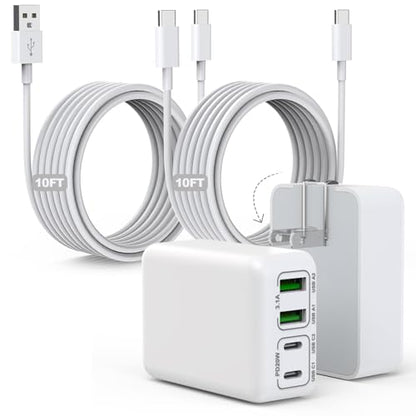 10Foot iPhone USBC Charging Cable,40W 2Pack Foldable Phone 17/16e Fast Charger Block 10FT USBC Cable Fast Charging for Apple iPhone 17/17 Air/17 Pro/16/16 Pro/16 Pro Max/16 Plus 15/15 Pro/Pro Max/iPad