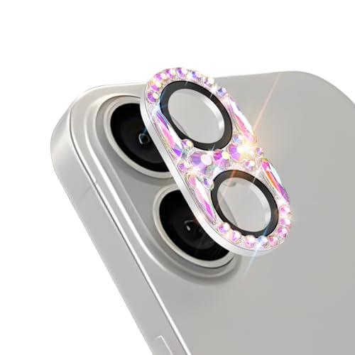 Bling Diamond Camera Lens Protector Compatible with iPhone 16 ＆ iPhone 16 Plus lens full Screen Protector with 3D Rhinestone Sparkle - size: iPhone 16 ＆ iPhone 16 Plus