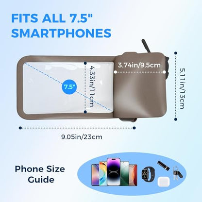 2Pack Double Space Waterproof Phone Pouch Set, IPX8 Secure Seal CellPhone Dry Bag Clear Panel Phone Protector Adjustable Lanyard Fits Up To 7.5" for Family Cruise Ship Shore Excursions - color: Black + Black