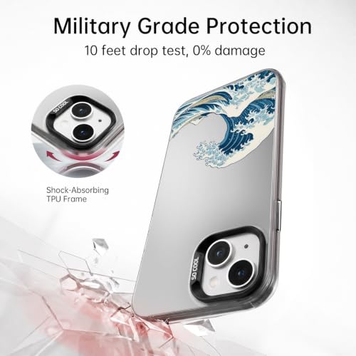 for iPhone 13 Pro Case, TPU, Drop Protection, Waves | Matte Silver Back, Shockproof, Fade-resistant, Anti-yellow, Lens Protection, Precise Cutout, Slim grip, Waves - color: Waves, size: iPhone 13 Pro