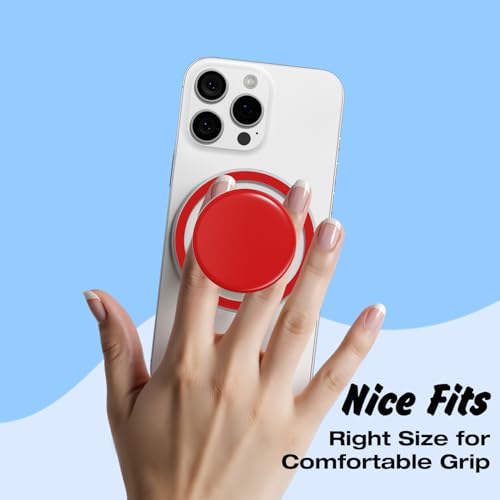 Svanove Magnetic Cell Phone Grip Compatible with Magsafe, Collapsible Phone Stand Holder Round Expanding Kickstand for iPhone Samsung Mobile Phones, Cute Soft Silicone Glossy Jelly, Red - color: Red, style: Magnetic