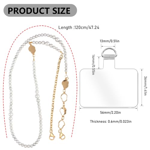 Phone Pearl Lanyard Phone Crossbody Strap,Pearl Beaded+Metal Chain with Tether Tab, Hands-Free Shoulder Cellphone Strap Compatible with Most Phones for Women (H) - color: P