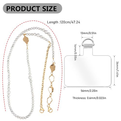 Phone Pearl Lanyard Phone Crossbody Strap,Pearl Beaded+Metal Chain with Tether Tab, Hands-Free Shoulder Cellphone Strap Compatible with Most Phones for Women (H) - color: P