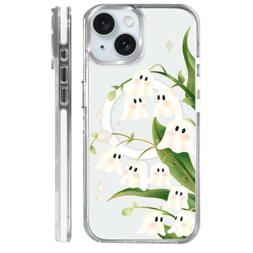 Clear Magnetic Case for iPhone 15 Plus, Slim Anti-Yellow Transparent Cover, Military Grade Protection, Phone Cases for iPhone 15 Plus, Lily Cute Halloween Ghost - color: A-Lily Cute Halloween Ghost, size: Iphone 15 Plus
