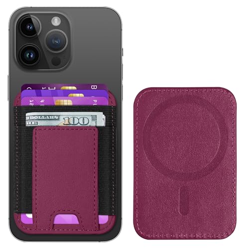 For Magsafe Wallet, 7 Card Holder, RFID Blocking, Strongest Magnet | Magnetic Wallet for iPhone 17/16/15/14/13/12 Series, for iPhone Magsafe Wallets, Vegan Leather, Cherry-new - color: Cherry-New