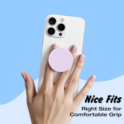 Svanove Cell Phone Grip, Collapsible Phone Stand Holder Round Expanding Kickstand for iPhone Samsung Mobile Phones, Cute Soft Silicone Glossy Jelly, Purple Lavender - color: Purple, style: Adhesive