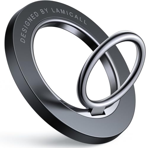 Lamicall Magnetic Phone Ring Grip for MagSafe, 360° Rotation Finger Holder - color: Misty Black