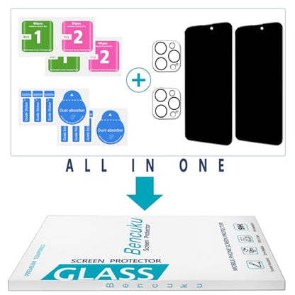 2+2 Pack Privacy Screen Protector for iPhone 15 Pro Max - size: (Privacy)iPhone 15 Pro Max 6.7 Inch
