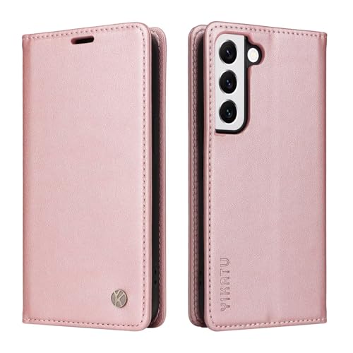 Compatible with Samsung Galaxy S22 Wallet Case PU Leather Flip Folio Case with Card Holder Magnetic Closure Shockproof Protective Phone Cover Rose Gold - color: Rose Gold, size: Samsung S22