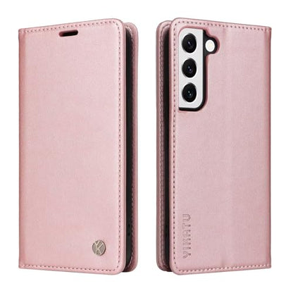 Compatible with Samsung Galaxy S22 Wallet Case PU Leather Flip Folio Case with Card Holder Magnetic Closure Shockproof Protective Phone Cover Rose Gold - color: Rose Gold, size: Samsung S22