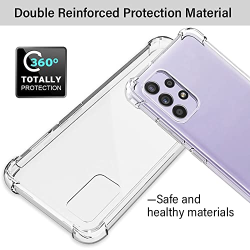 for Samsung A52 Case, Galaxy A52 5G Case with Screen Protector, Shockproof Crystal Clear Slim Soft Silicone TPU Protective Phone Cover for Samsung Galaxy A52 5G (Clear)