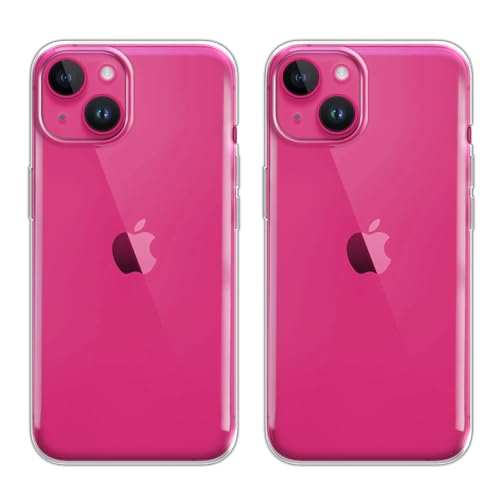 Set of 2 Transparent TPU Protector Case Cover Soft Gel Skin Compatible with Apple iPhone 15 6.1 inch 2023 - Clear