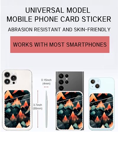 Dual Pocket Leather Phone Wallet Adhesive Stick On, Cute Card Holder, Credit Card Holder Compatible with Most Phones - color: Fire Mountain