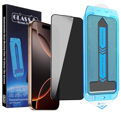 2-Pack Privacy Screen Protector for iPhone 16 Pro Max 6.9-inch, 9H Tempered Glass, Full Coverage, Anti-Fingerprint, Auto Dust-Elimination, No Bubble, Easy Installation - size: for iPhone 16 Pro Max