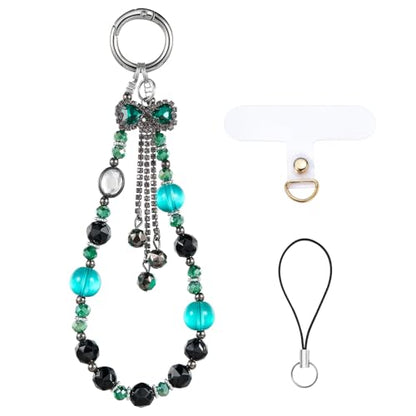 BEEFLYING Beaded Phone Charm Wrist Strap for Case - color: Cyan