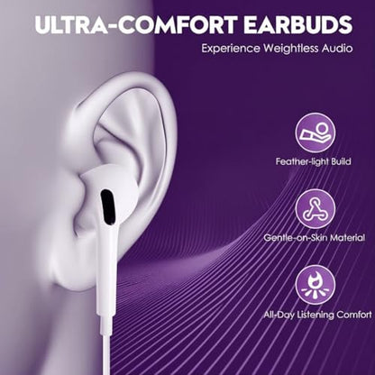 USB C Headphones for iPhone 17 16 Pro Max 16e 16 Plus 16Pro 15 Pro Max 15 Plus 15Pro, USBC Earbuds in-Ear Earphones Wired Type C Ear Buds with Mic Volume Control HiFi Stereo Noise Cancelling - 2Pack