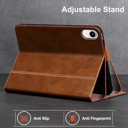 Gexmil Leather Case for iPad mini 7 A17 Pro/iPad mini 6 Gen 8.3 Inch - color: Yellow Brown