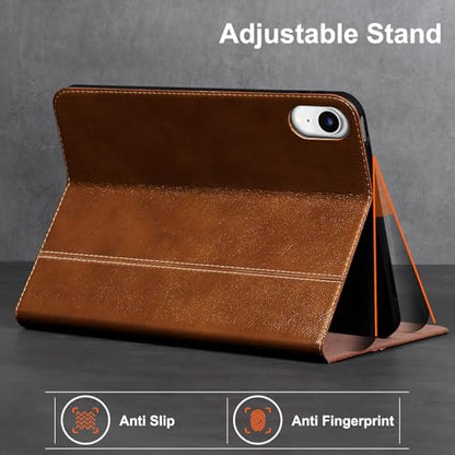 Gexmil Leather Case for iPad mini 7 A17 Pro/iPad mini 6 Gen 8.3 Inch - color: Yellow Brown