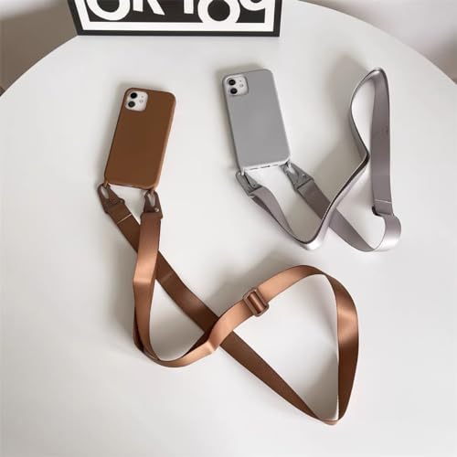 Crossbody Phone Case Compatible with iPhone 6/7/8/SE2/SE3, Cute Soft Silicone Cover with Lanyard Adjustable Shoulder Strap Shockproof Protector Women Girls Brown - color: Brown, size: iPhone 6/7/8/SE2/SE3