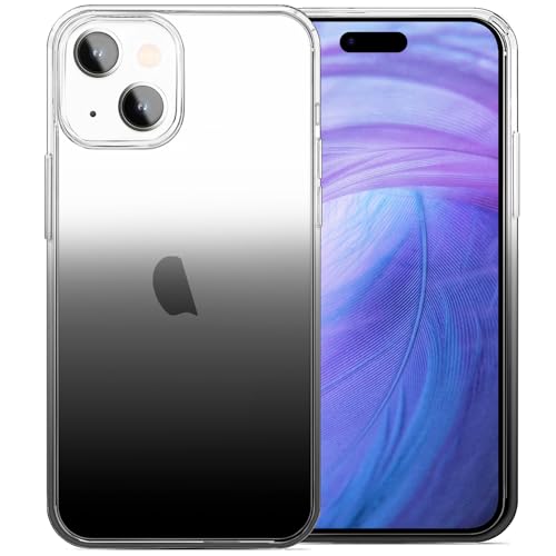 JJGoo Compatible with iPhone 15 Plus Case Clear, Soft Clear TPU Phone Cases, Shockproof Transparent Bumper Cover Slim Thin Phone Case, Gradient Black - color: Gradient Black