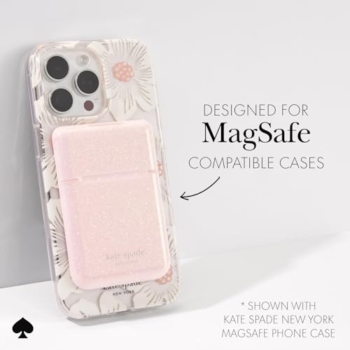 kate spade new york Flip Magnetic Card Holder/Wallet - That Sparkle Pink | Stylish Phone Wallet - Compatible w/MagSafe Phones & Cases -Detachable MagSafe Wallet for iPhone 17 Pro Max/16/15/14/Pixel 10 - color: Flip - That Sparkle Pink