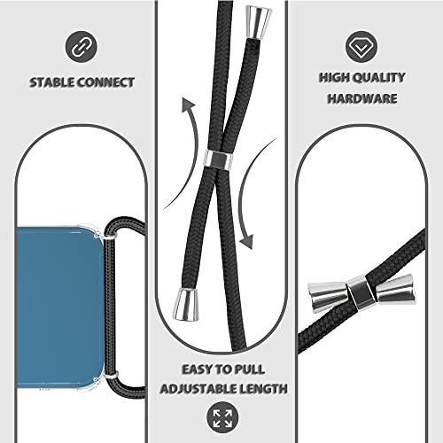 for iPhone 13 Mini Case with Adjustable Crossbody Shoulder Strap,Lanyard Phone Case for iPhone 13 Mini,Clear Soft TPU Anti-Yellowing Shockproof Protective Cover 5.4 inch - Black - size: iPhone 13 Mini