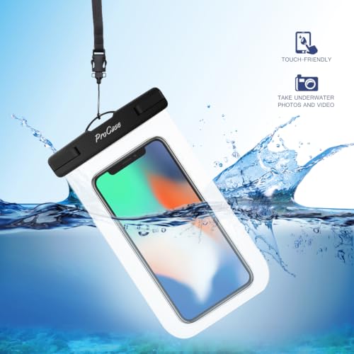 ProCase 2 Pack Waterproof Phone Pouch, Underwater Phone Case Up to 7", Dry Bag for iPhone 17 Air 16 15 14 13 Pro Plus Max, Galaxy S24 S23 S22 Ultra Pixel, Beach Essentials -White & Green - color: White/Green