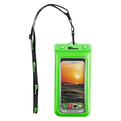 H2ODYSSEY Waterproof Phone Case and Lanyard - Excellent Waterproof Protection - Floats in The Water -Lanyard for Beach Kayak Travel - Universal Size - Green - color: Green