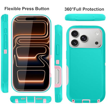 for iPhone 17 Pro Max Case with 2 Camera Lens Protector & 2 Screen Protector, Heavy Duty Full Body Protective Phone Case 6.9" (TealPink) - color: 17 Pro Max-TealPink
