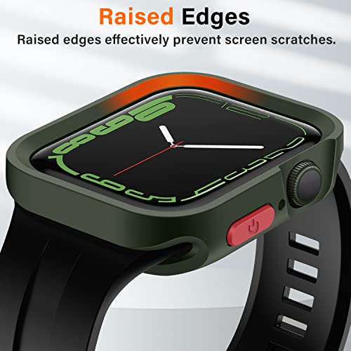 Amizee Rugged Case Compatible with Apple Watch Case Series 9/8/7 41mm SE 3/2/1 Series 6/5/4 40mm, Soft TPU Shockproof Bumper Drop Proof Protective Cover Compatible with iWatch - Army Green - color: Army Green, size: 40mm/41mm