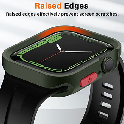 Amizee Rugged Case Compatible with Apple Watch Case Series 9/8/7 41mm SE 3/2/1 Series 6/5/4 40mm, Soft TPU Shockproof Bumper Drop Proof Protective Cover Compatible with iWatch - Army Green - color: Army Green, size: 40mm/41mm