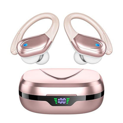 HAOYUYAN Sports Bluetooth Headphones, 80Hrs Playtime Wireless Earbuds with LED Power Display, IPX7 Waterproof Earphones for Workout/Running, Noise Canceling Headset Ear Buds