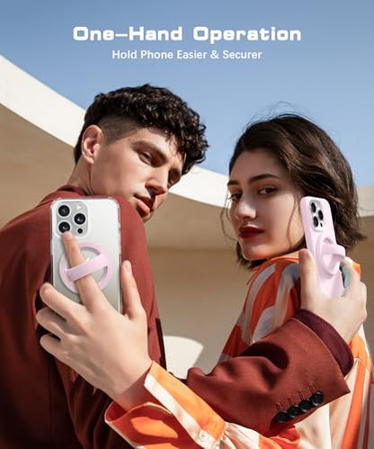 GONEZ Magnetic Phone Grip Compatible with MagSafe, Removable Silicone Loop Grip, Phone Ring Holder for Back of Phone for iPhone 17/16/15/14/13/12 Series, Pastel Pink - color: Pastel Pink