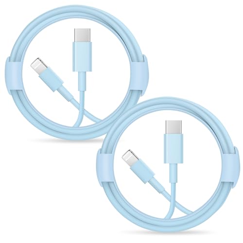 ROMITAZ iPhone Fast Charger Lightning Cable [MFi Certified] 2-Pack USB-C to Lightning Cable (6.6Ft) Fast Charging Compatible with iPhone14/14 Plus/14 Pro/14 Pro Max/13/13pro/12/12 Pro/12 Pro Max(Blue - color: Blue