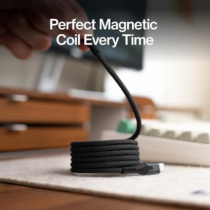 Statik MagStack USB A to USB C Coiling Magnetic Charging Cable, 27W - color: Black, size: 3ft (5 Pack), style: USB-A to USB-C