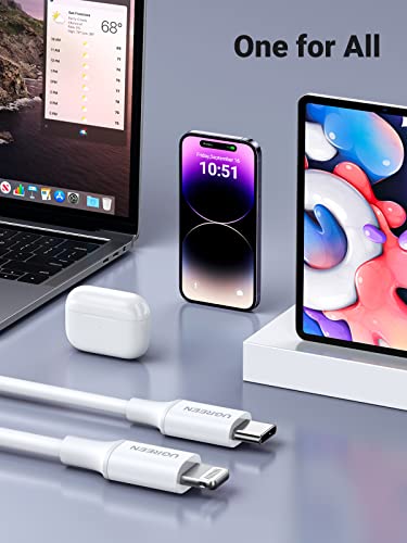 UGREEN USB C to Lightning Cable- 3FT MFi Certified PD Fast Charging Lightning Cord Compatible with iPhone 16/15/14/14 Pro/13/13 Pro/12/12 Pro/11, MacBook, iPad, AirPods Pro (Pack of 2) - size: 3FT (Pack of 2)