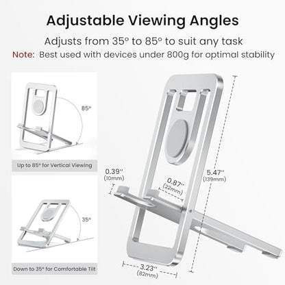 Itramax Tablet Stand for Desk,Foldable iPad Stand,Adjustable Desktop Holder - color: Silver – for Tablet (Max 800g)
