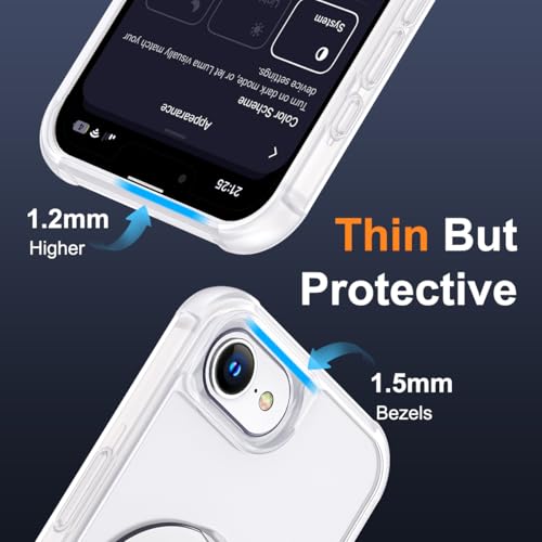 SKYLMW Compatible with iPhone 16e/17e Case with Stand,Translucent | iPhone 16e Case iPhone 17e Case 6.1",Magnetic Ring Stand,Compatible with MagSafe,Military-Grade Protection,Great Grip Feeling - color: Translucent, size: Iphone 16e & Iphone 17e