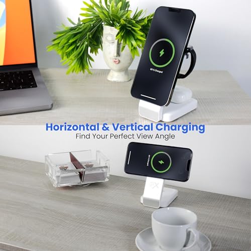 3-in-1 Wireless Charging Station for Apple Devices – Magnetic Foldable Fast Charger for iPhone, Apple Watch & AirPods with Stand – Travel-Friendly Multiple Device Charging Dock