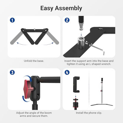 NEEWER Overhead Phone Tripod Stand w Dual Ball Head Shock Absorbent, DS026