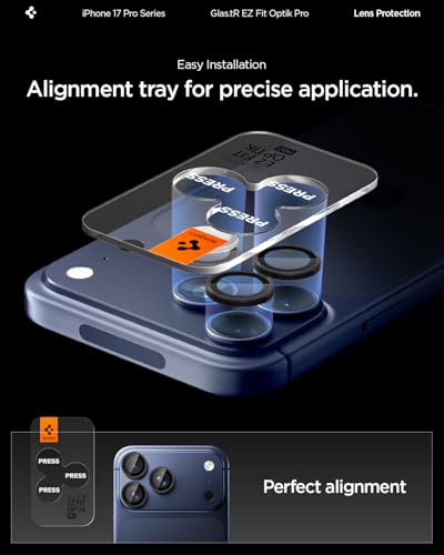 Spigen Camera Protector for iPhone 17 Pro Max, 17 Pro, 16 Pro Max, 16 Pro - color: Black